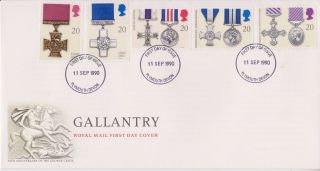 Unaddressed Gb Royal Mail Fdc 1990 Gallantry Stamp Set Plymouth Pmk