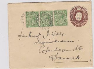 Uprated Prepaid Envelope Pu 1921 Littlehampton 1923 To Copenhagen Denmark