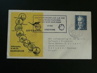 First Flight Cover Lufthansa 1959 Frankfurt To Bangkok Thailand 92537