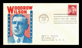 Dr Jim Stamps Us President Woodrow Wilson Cachet Craft Fdc Cover Scott 1040