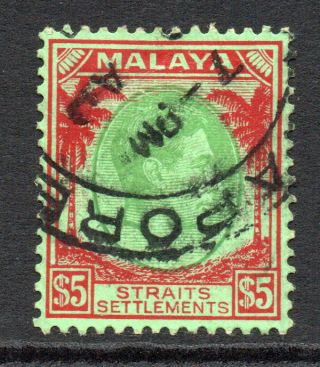 Straits Settlements 5 Dollar Stamp C1937 - 41