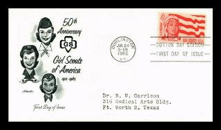 Dr Jim Stamps Us 50th Anniversary Girl Scouts Of America Fdc Cover Scott 1199