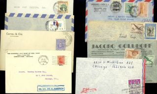 8 Uruguay Stamp Cover Airmail 1920s - 60s Registered Good Old Lot E21