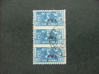 South West Africa 1943 - 44 War Effort 3d Blue Sg127 Fu Triple