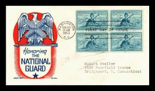 Dr Jim Stamps Us National Guard First Day Cover Scott 1017 Block Cachet Craft