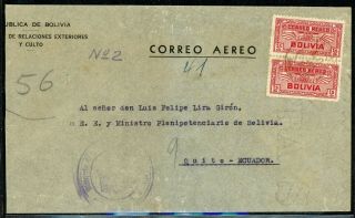 Bolivia Postal History: Lot 1 1938 30c Air La Paz - Quito Ecuador $$$