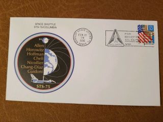 Us Stamps Space Shuttle Columbia 1996 Sts - 75 Nasa Commemorative Event Cover