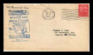 Dr Jim Stamps Us Omaha Air Balloon Races Event Cover 1932 Nebraska