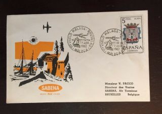 1962 First Flight Cover Malaga To Brussels Sabena Airlines