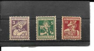 3 Switzerland Semi - Postal Stamps B4 - B6 (scott) Mh 2019 Cat Value $86.  25