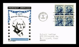 Dr Jim Stamps Us George Washington Coil Cachet Craft Fdc Cover Scott 1304 Block