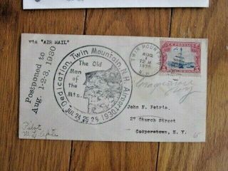 1930 Twin Mountain Hampshire Old Man Of The Mountain Signed Airport Ded Covr