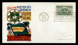 Dr Who 1949 First Governor Election Puerto Rico Don Luis Munoz Marin Fdc C131983