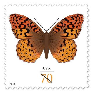 2014 70c Great Spangled Fritillary Butterfly Scott 4859 F/vf Nh