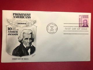 1286 Fdc 1967 Fleetwood 10c L414 Prominent Americans Andrew Jackson