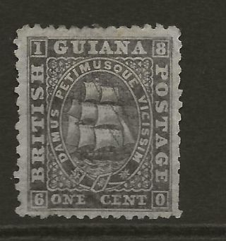 British Guiana 1862 - 5 Qv Sg51 1c Black Thin Paper Pf12.  5 - 13 No Gum
