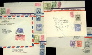 8 Colombia Stamp Cover Airmail 1940s - 50s Hotel Prado L Overprint Lot E27