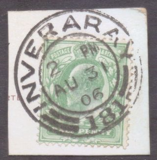 Gb Scotland Edward 7th Postmark / Cancel " Inveraray 181 " 1906