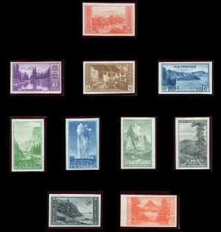 Us 756 - 765 National Parks Imperforate Special Printing Set 1934 Ngai
