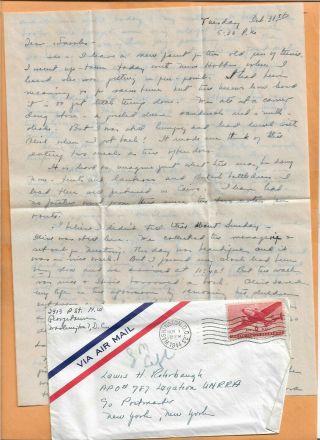 World War Ii U.  S Military Cover A.  P.  O 787 1944 Washington Dc With Letter