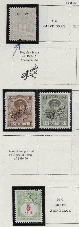 4 Luxembourg Official & Postage Due Stamps From Quality Old Album 1882 - 1922