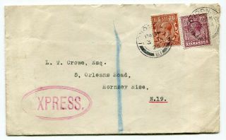 Uk Gb - London 1925 George V - Express Rate Cover To Hornsey Rise -