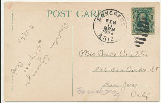 1909 Congress Arizona Territory Cancel Ties 300 To Post Card Rodeo Scene