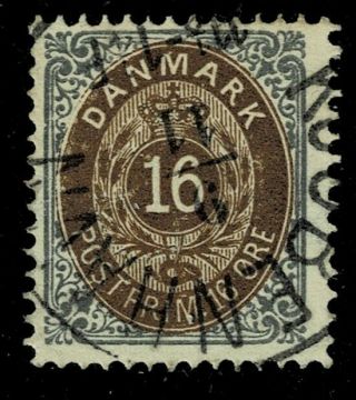 Denmark Plated 16 øre Print 12,  Pos.  3 Inverted Watermark