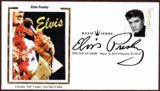 2015 Elvis Presley Stamp - Colorano " Silk " Cachet First Day Cancel