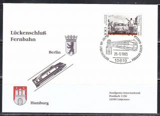Germany 1995 Cover Train & Train Cancel Hamburg - Berlin Nordposta.  Vintage Car