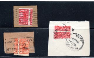 3 Us Bisect Stamps On Paper Schermack Vending Machine Washington Id 2305