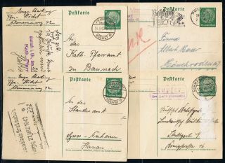 Wwii German 3rd Reich Hindenburg Cards X4 1935 - 41 All Signed Hh,  See Scans