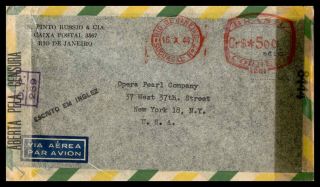 Mayfairstamps Brazil 1944 Rio De Janeiro To York Censored Air Mail Cover Wwb