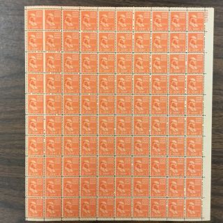 803 Benjamin Franklin Mnh 1/2 Cent Sheet Of 100 Issued In 1938