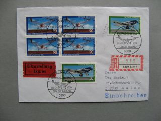 Germany Brd,  Expresse R - Cover Fdc 1979,  Ao Block Of 4 Helicopter Focke - Wulf 61