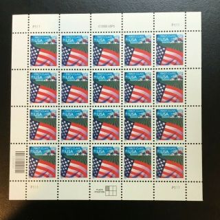 Scott 3448 American Flag Over Farm Pane Of 20 Stamps Mnh /og