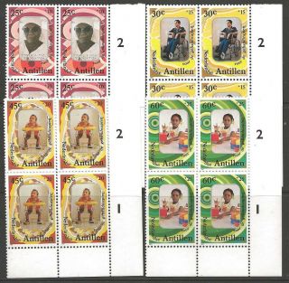 Netherlands Antilles Sg747/50 1981 Year Of Disabled Persons Block Of 4 Mnh