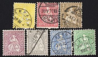 Helvetia 1867 - 1881 Complete Set Of Stamps Mi 29 - 35 Mh/used Cv=245€