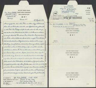 Usa Wwii 1943 - Pow Postcard To Germany - Censor 37176/7