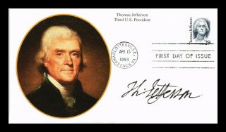 Dr Jim Stamps Us Third President Thomas Jefferson First Day Cover Mystic
