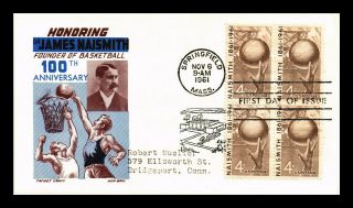 Dr Jim Stamps Us James Naismith Basketball Founder Fdc Cover Scott 1189 Block