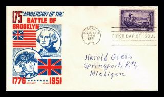 Dr Jim Stamps Us 175th Anniversary Battle Of Brooklyn Fdc Cover Scott 1003