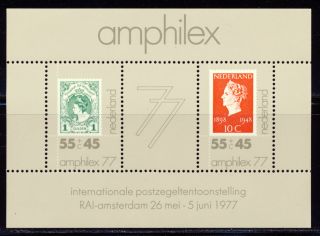 Netherlands 1977 Amphilex 77 Philatelic Exhibition Souvenir Sheet Scott B538a