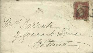 Gb 1857 1d Red Stars Cover To Greenock From London 16 Numeral