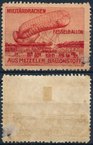 Germany Ww1,  Military Aviation Dragon Rock Balloon Poster Stamp.  B331