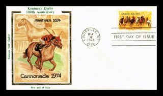 Dr Jim Stamps Us Kentucky Derby Centennial Colorano Silk First Day Cover