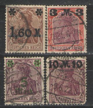 Germany - Wiemar Era 1921 Sc 133 - 136 G/vg - 1921 Overprints