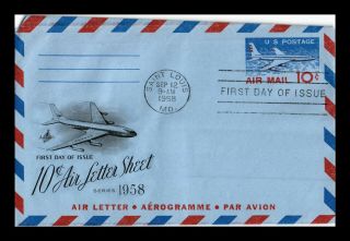 Dr Jim Stamps Us 10c Air Mail Letter Sheet First Day Cover Art Craft