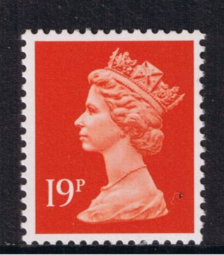 Gb Qeii Machin Definitive Stamp.  Sg X1013 19p Bright Orange - Red Pp Mnh