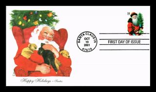 Dr Jim Stamps Us Edken Santa Claus Indiana Christmas Fdc Cover Scott 3539b